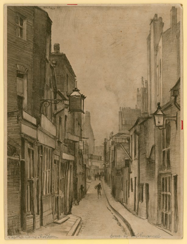 Schizzo di Leather Lane, Holborn, Londra da Frank Lewis Emanuel