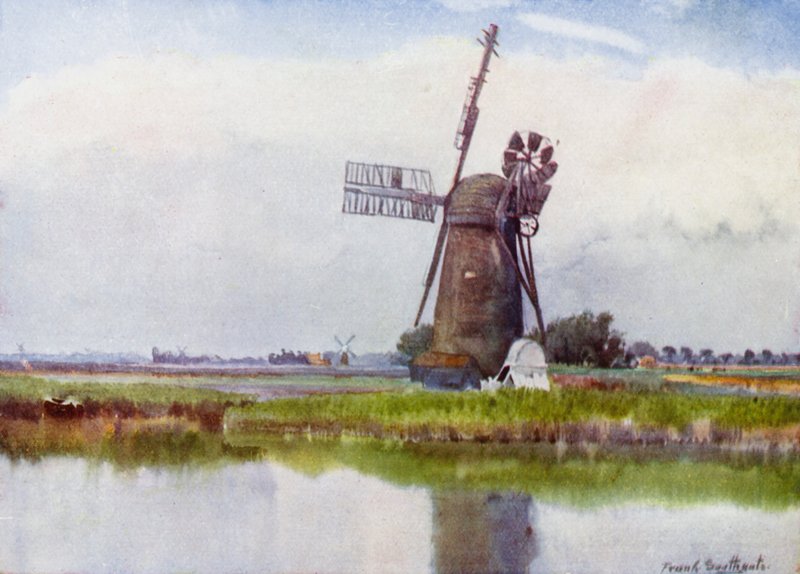 Norfolk Broads: Paese dei mulini sopra Stokesby da Frank Southgate