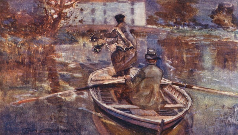 Vita Selvaggia in East Anglia: Pesca con la Rete in una Piscina del Mulino (litografia a colori) da Frank Southgate