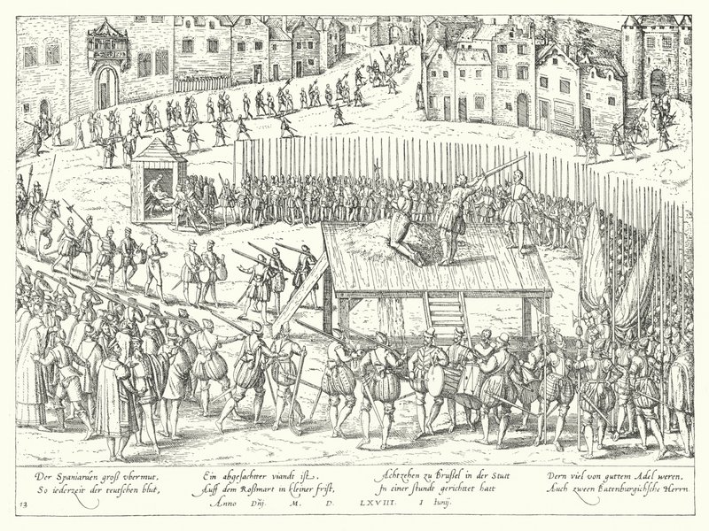 Esecuzione dei conti Egmont e Horn a Bruxelles, 1568 da Franz Hogenberg