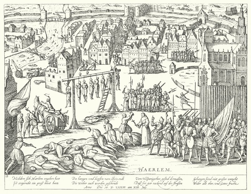Esecuzioni di Massa Eseguite dagli Spagnoli a Haarlem, Paesi Bassi, 1573 da Franz Hogenberg