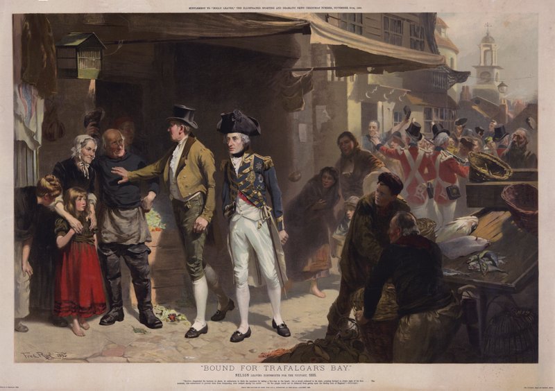 Diretti alla Baia di Trafalgar, Nelson lascia Portsmouth per la Victory da Fred Roe