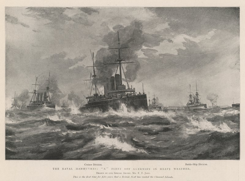 Le manovre navali, X flotta al largo di Guernsey con maltempo da Fred T. Jane