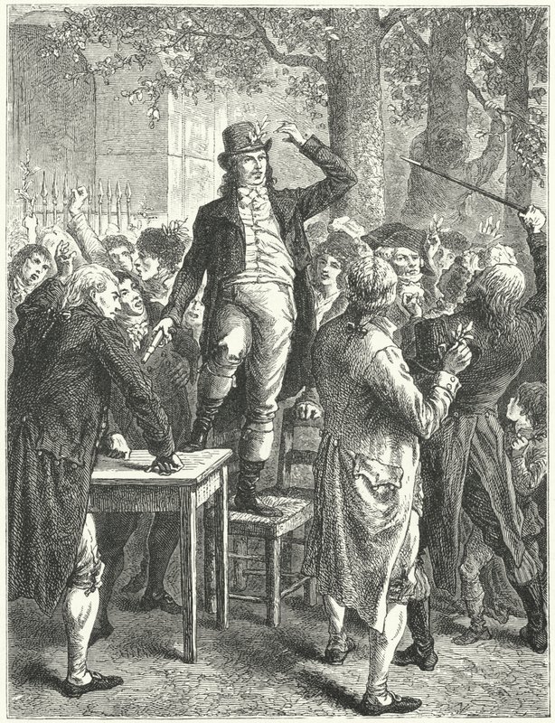 Discorso di Camille Desmoulins nel Giardino del Palais Royal, Parigi da Frederic Theodore (after) Lix