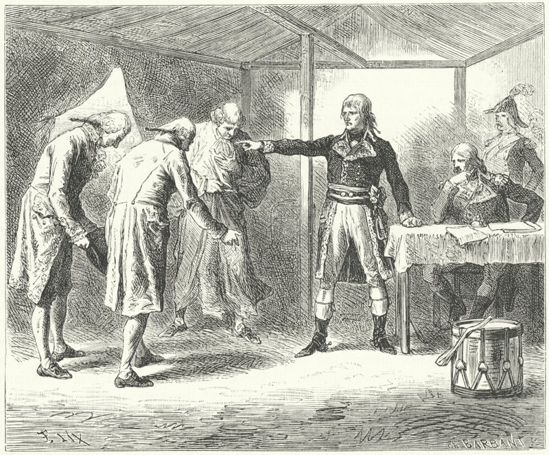 Napoleone licenzia la delegazione veneziana dopo i massacri dei francesi a Venezia e Verona da Frederic Theodore (after) Lix