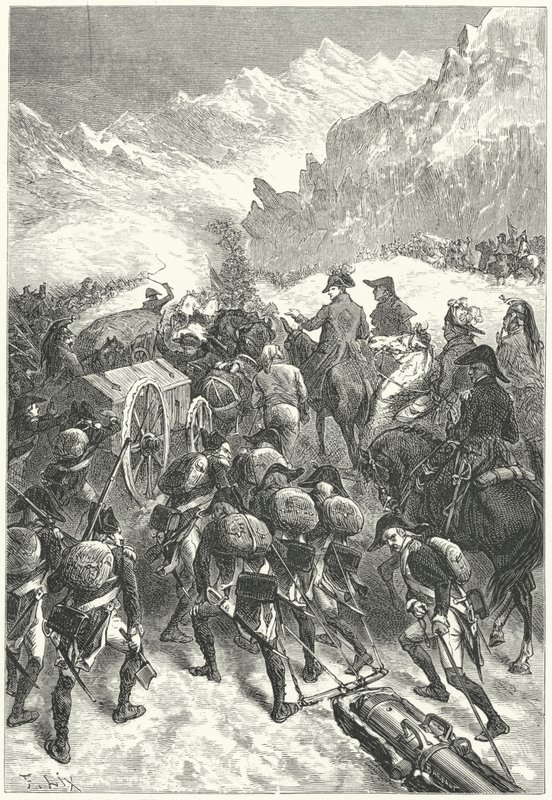 Napoleone guida il suo esercito attraverso le Alpi da Frederic Theodore (after) Lix