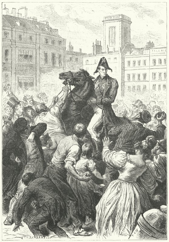 Il Duca di Wellington coinvolto in una rivolta (incisione) da Frederic Theodore (after) Lix