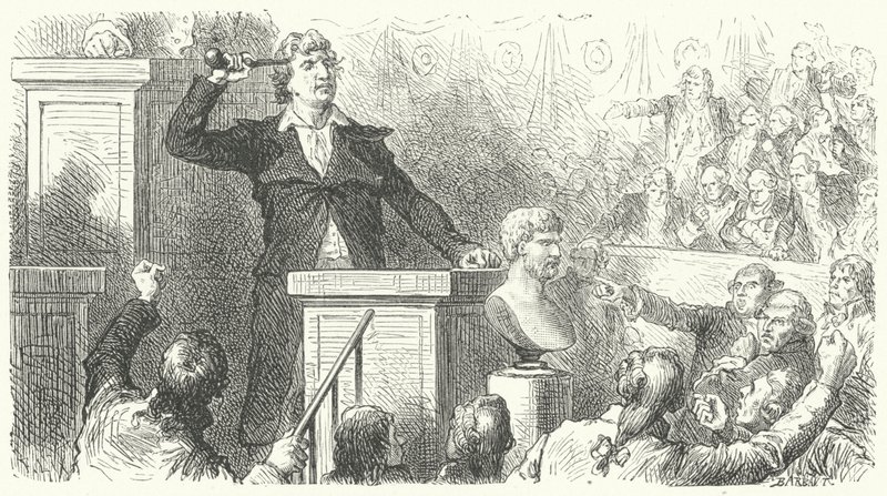 Jean-Paul Marat alla tribuna della Convenzione Nazionale, 1792 da Frederic Theodore after Lix