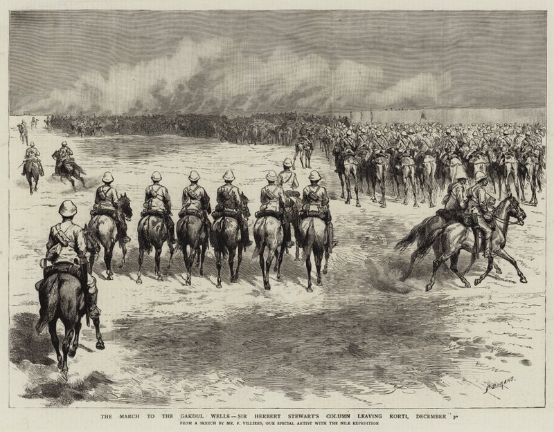 La marcia verso i pozzi di Gakdul, la colonna di Sir Herbert Stewart lascia Korti, 30 dicembre da Frederic Villiers