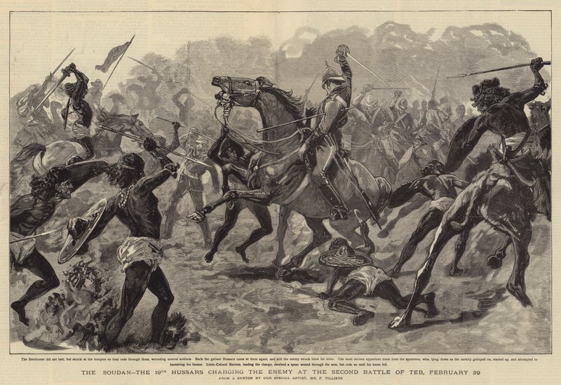 Il Sudan, i 19th Hussars che caricano il nemico alla Seconda Battaglia di Teb, 29 febbraio da Frederic Villiers
