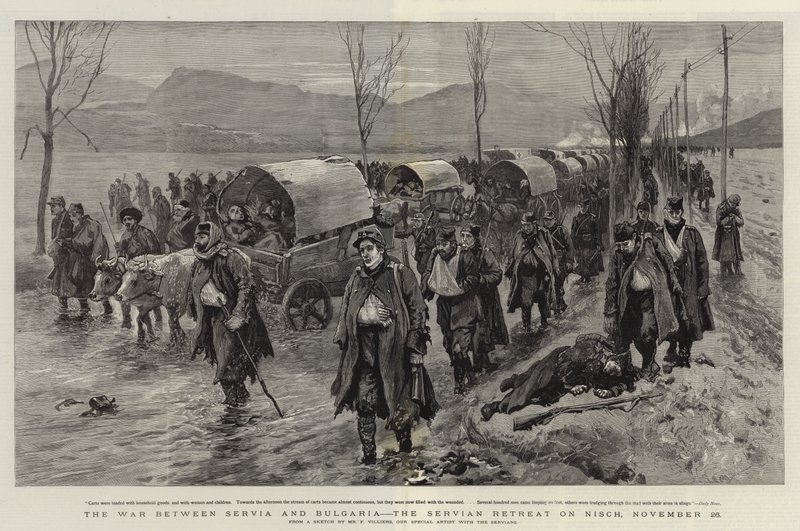 La Guerra tra Serbia e Bulgaria, la Ritirata Serba su Nisch, 26 novembre da Frederic Villiers