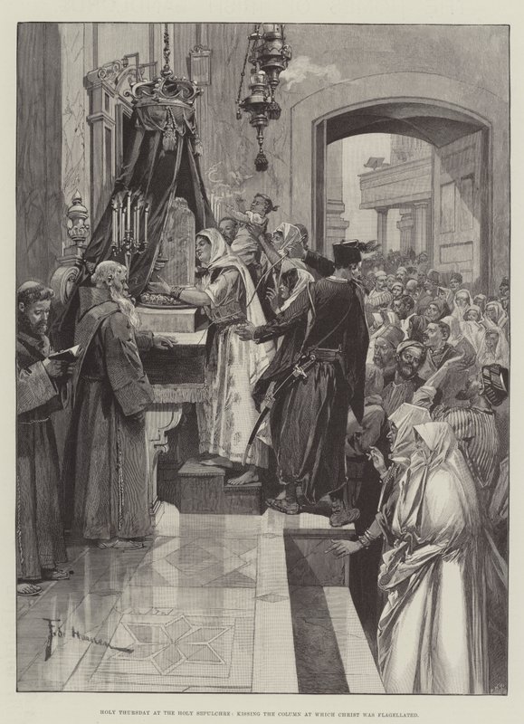 Giovedì Santo al Santo Sepolcro, baciando la colonna a cui Cristo fu flagellato da Frederic de Haenen