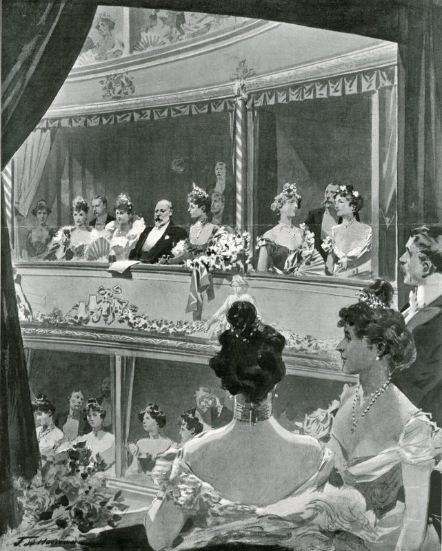 Re Edoardo VII e famiglia a Covent Garden da Frederic de Haenen
