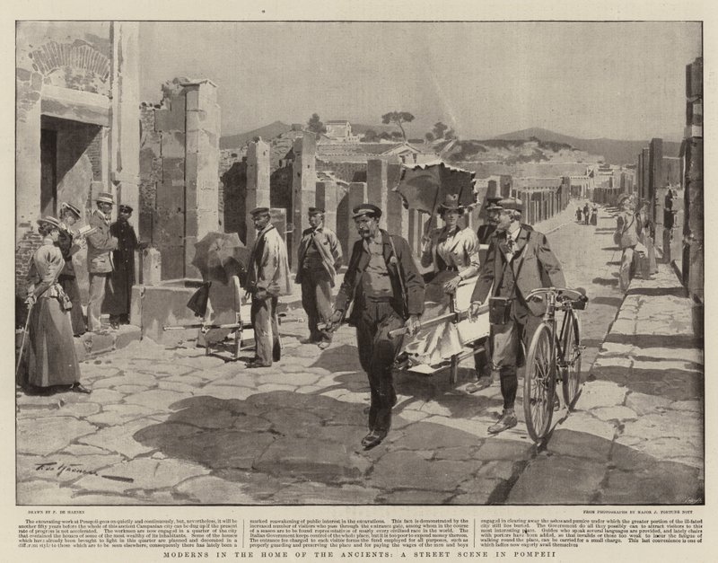 Moderni nella Casa degli Antichi, Una Scena di Strada a Pompei da Frederic de Haenen