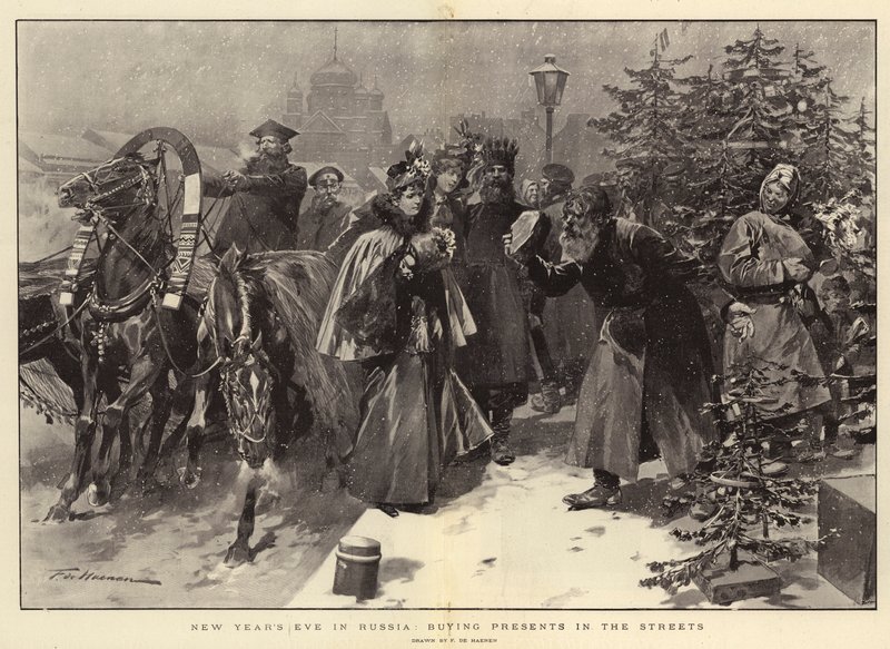 La vigilia di Capodanno in Russia, comprare regali per le strade da Frederic de Haenen