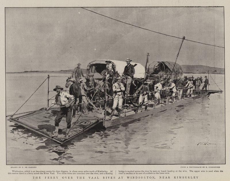 Il traghetto sul fiume Vaal a Windsorton, vicino a Kimberley da Frederic de Haenen
