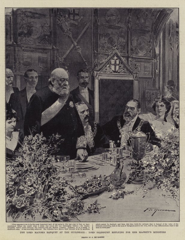Il Banchetto del Lord Mayor alla Guildhall, Lord Salisbury risponde per i Ministri di Sua Maestà da Frederic de Haenen