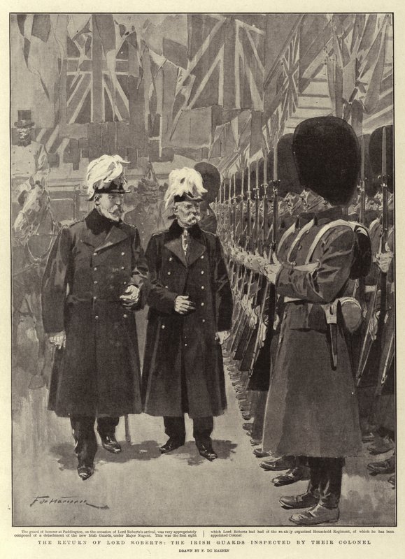 Il Ritorno di Lord Roberts, le Guardie Irlandesi ispezionate dal loro Colonnello da Frederic de Haenen