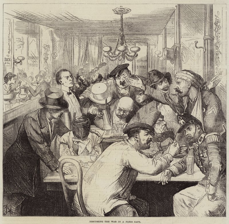 Discutendo della guerra in un caffè di Parigi da Frederick Barnard