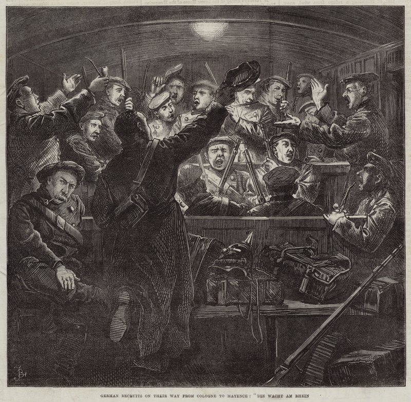 Reclute tedesche in viaggio da Colonia a Magonza, Die Wacht Am Rhein da Frederick Barnard