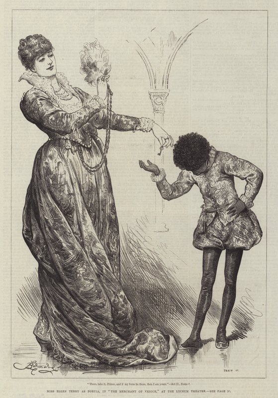 Miss Ellen Terry come Portia, ne Il Mercante di Venezia, al Lyceum Theatre da Frederick Barnard