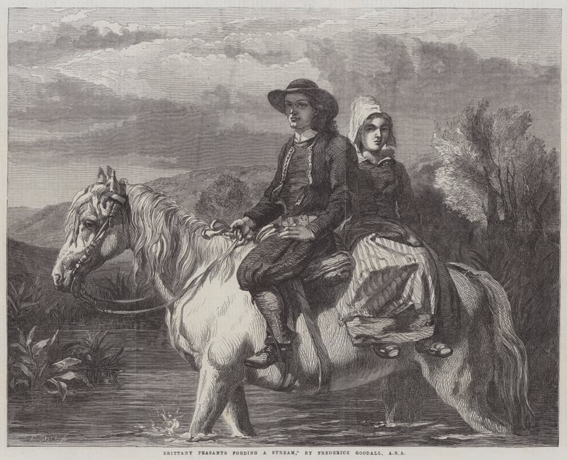Contadini della Bretagna che guadano un ruscello da Frederick Goodall