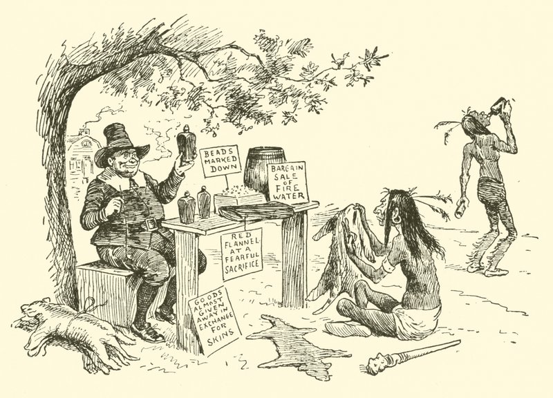 I Puritani barattano con gli Indiani da Frederick Burr Opper