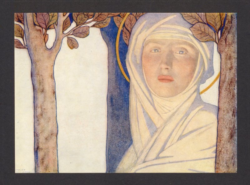 Santa Brigida, VI secolo, Festa 1 febbraio (litografia a colori) da Frederick Cayley Robinson