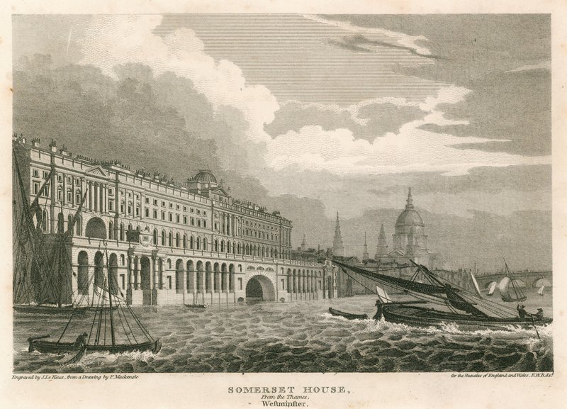 Veduta di Somerset House, The Strand, Londra, dal Tamigi, Westminster da Frederick Mackenzie