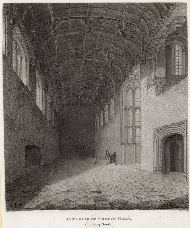Interno di Crosby Hall, vista verso sud da Frederick Nash