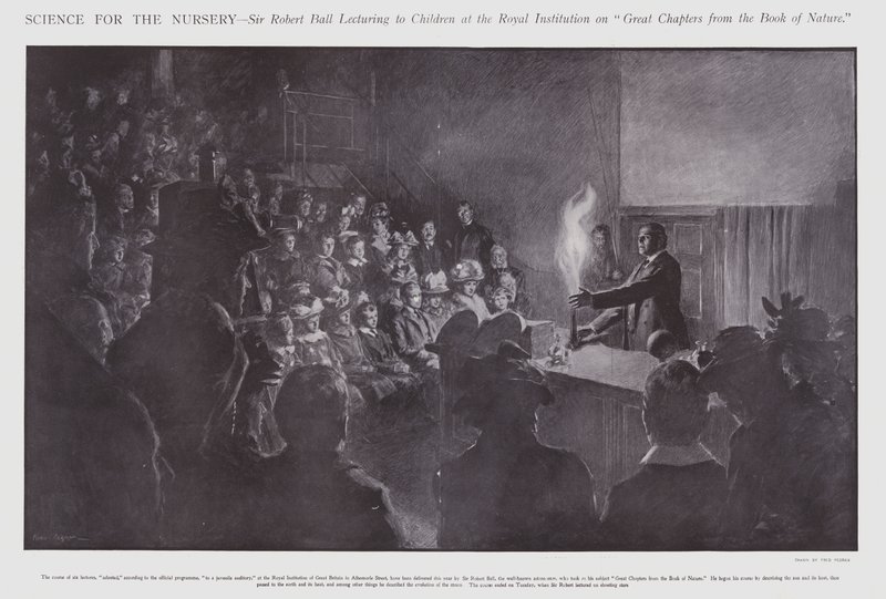 Sir Robert Ball che tiene una lezione ai bambini alla Royal Institution da Frederick Pegram