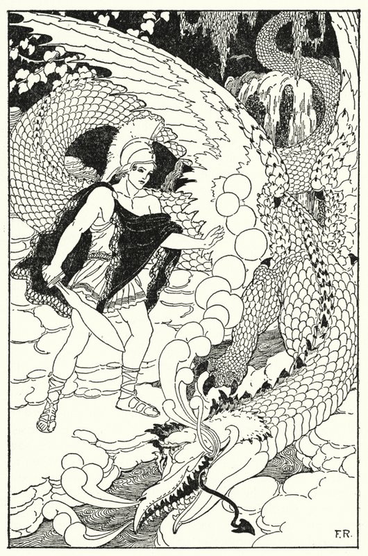 Quando il drago vide Cadmo, emise un altro sibilo abominevole da Frederick Richardson