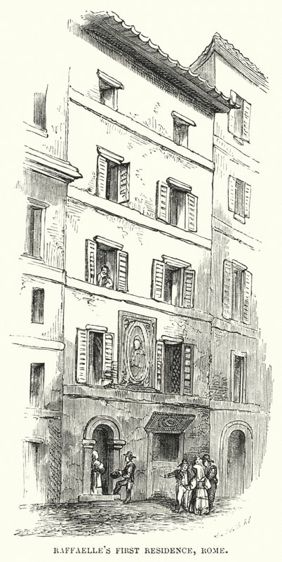 La prima residenza di Raffaello, Roma (incisione) da Frederick William Fairholt