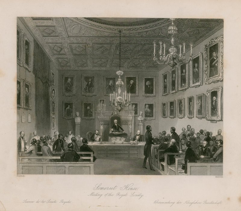 Somerset House, riunione della Royal Society da Frederick William Fairholt