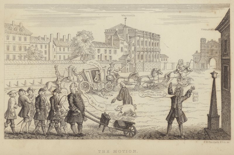La mozione: satira sui tentativi in Parlamento di destituire Sir Robert Walpole come Primo Ministro nel 1741 da Frederick William Fairholt