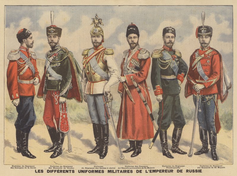 Diverse uniformi militari indossate dallo zar russo da French School
