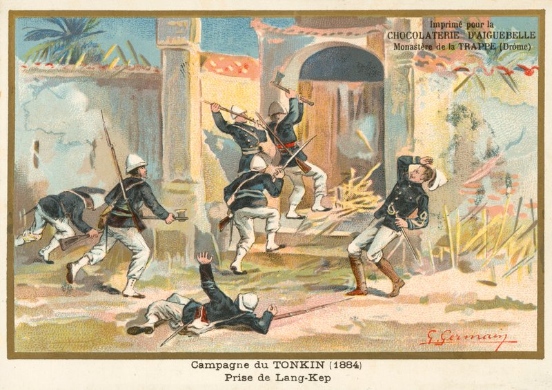 Soldati francesi che catturano Kep, Tonkin, Guerra Sino-Francese, 1884 da French School