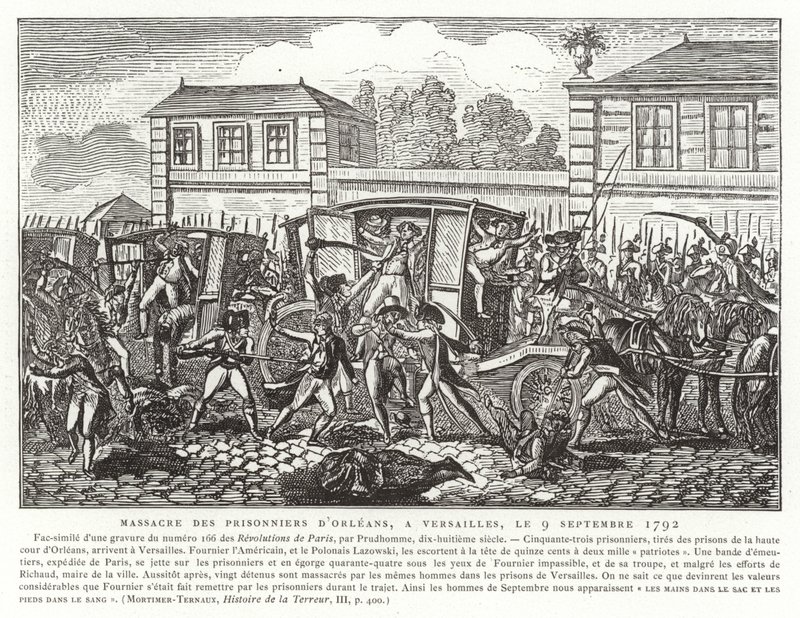 Massacro dei prigionieri di Orleans, Versailles, Rivoluzione Francese, 9 settembre 1792 da French School