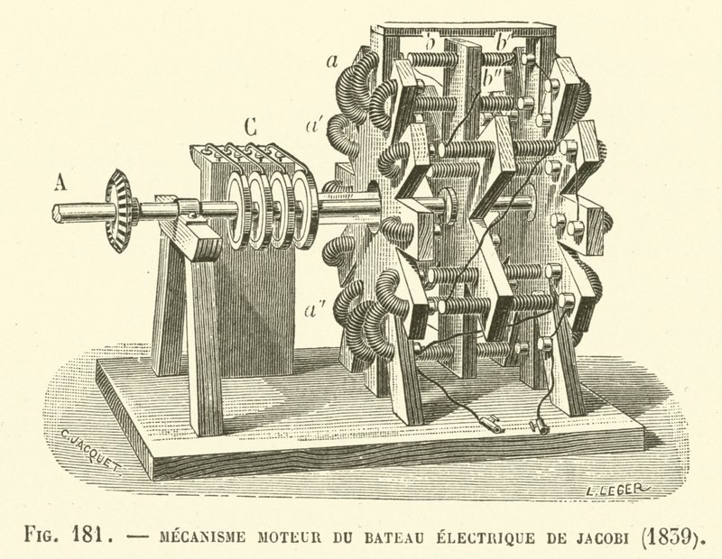 Meccanismo motore della barca elettrica di Jacobi, 1839 da French School