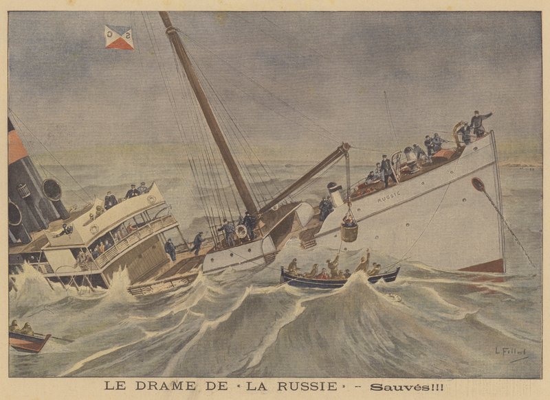 Salvataggio di passeggeri e equipaggio dal relitto del piroscafo Russie da French School