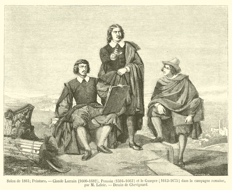 Salone del 1861, Pittura, Claude Lorrain, 1600-1682, Poussin, 1594-1663, e le Guaspre, 1613-1675, nella campagna romana da French School