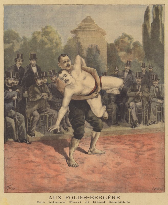 I lottatori Pierri e Usouf Ismaillolo al Folies-Bergere da French School