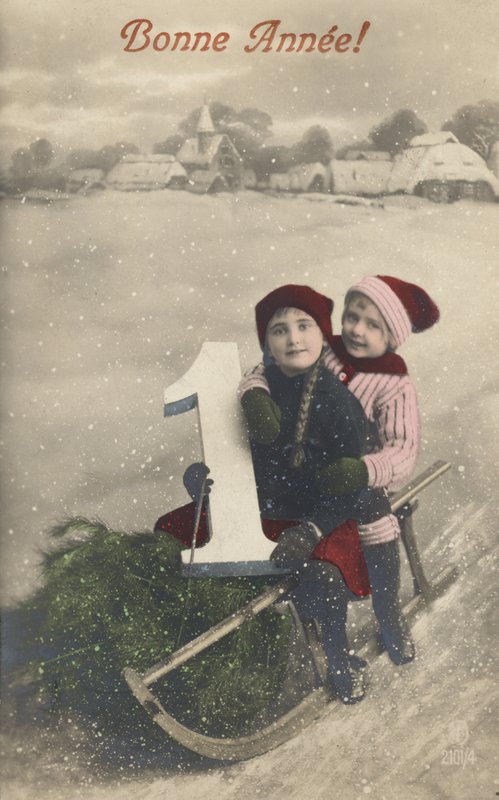 Bambini su una slitta da French Photographer