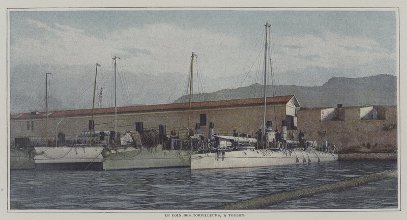 Cacciatorpediniere nel porto di Tolone, Francia da French Photographer