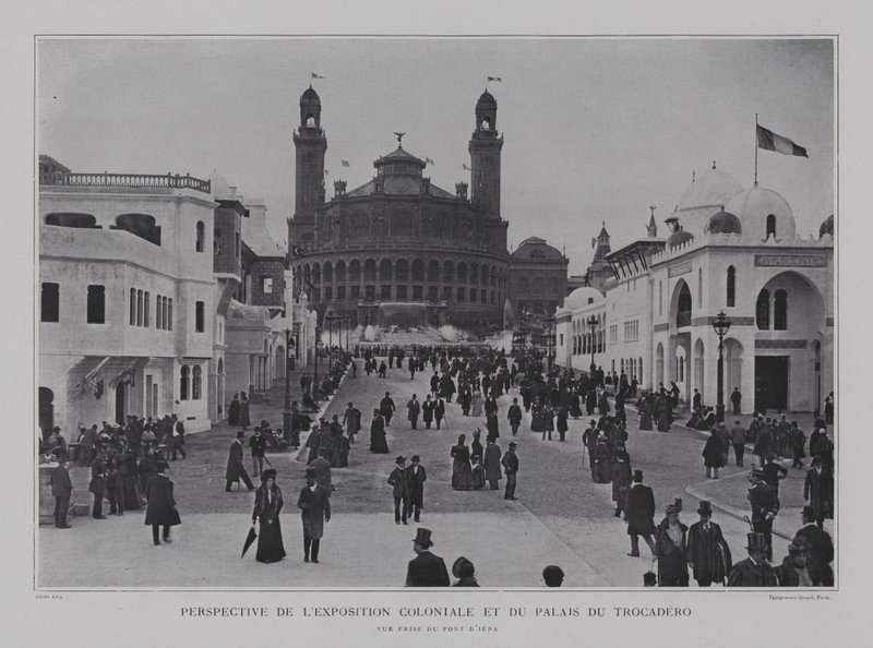 Padiglioni coloniali francesi e il Palais du Trocadero visti dal Pont d