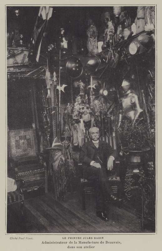 Pittore francese Jules Badin, Direttore della Manifattura di Arazzi di Beauvais, nel suo laboratorio da French Photographer