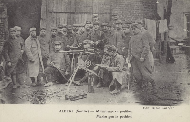 Mitragliatrice Maxim in posizione, Albert, Somme, Prima Guerra Mondiale da French Photographer
