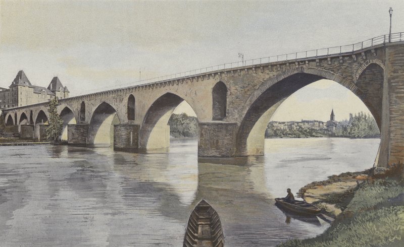 Montauban, Ponte sul Tarn, Vista presa a valle sulla riva sinistra da French Photographer