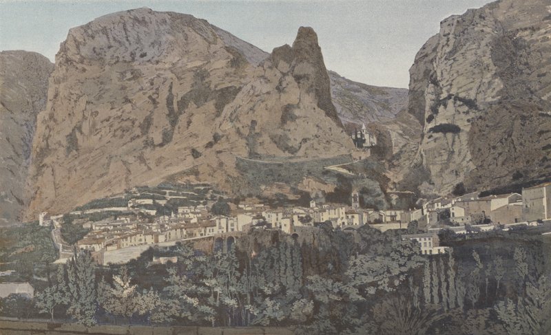 Moustiers-Sainte-Marie, Vista generale e Cappella di Nostra Signora di Beauvoir da French Photographer