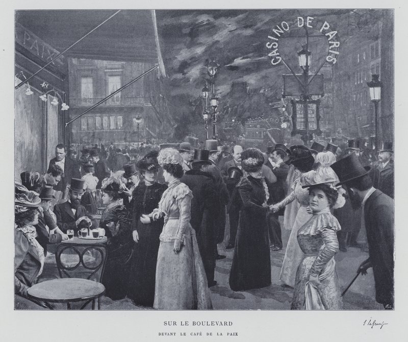Sul boulevard fuori dal Cafe de la Paix, Parigi da French Photographer